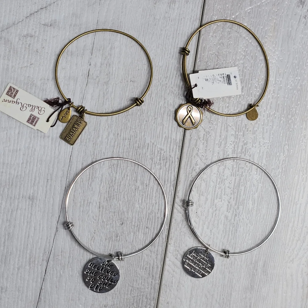 Beast Cancer Survivor Charm Bracelet Bangle Inspirational Quotes Lots of 4